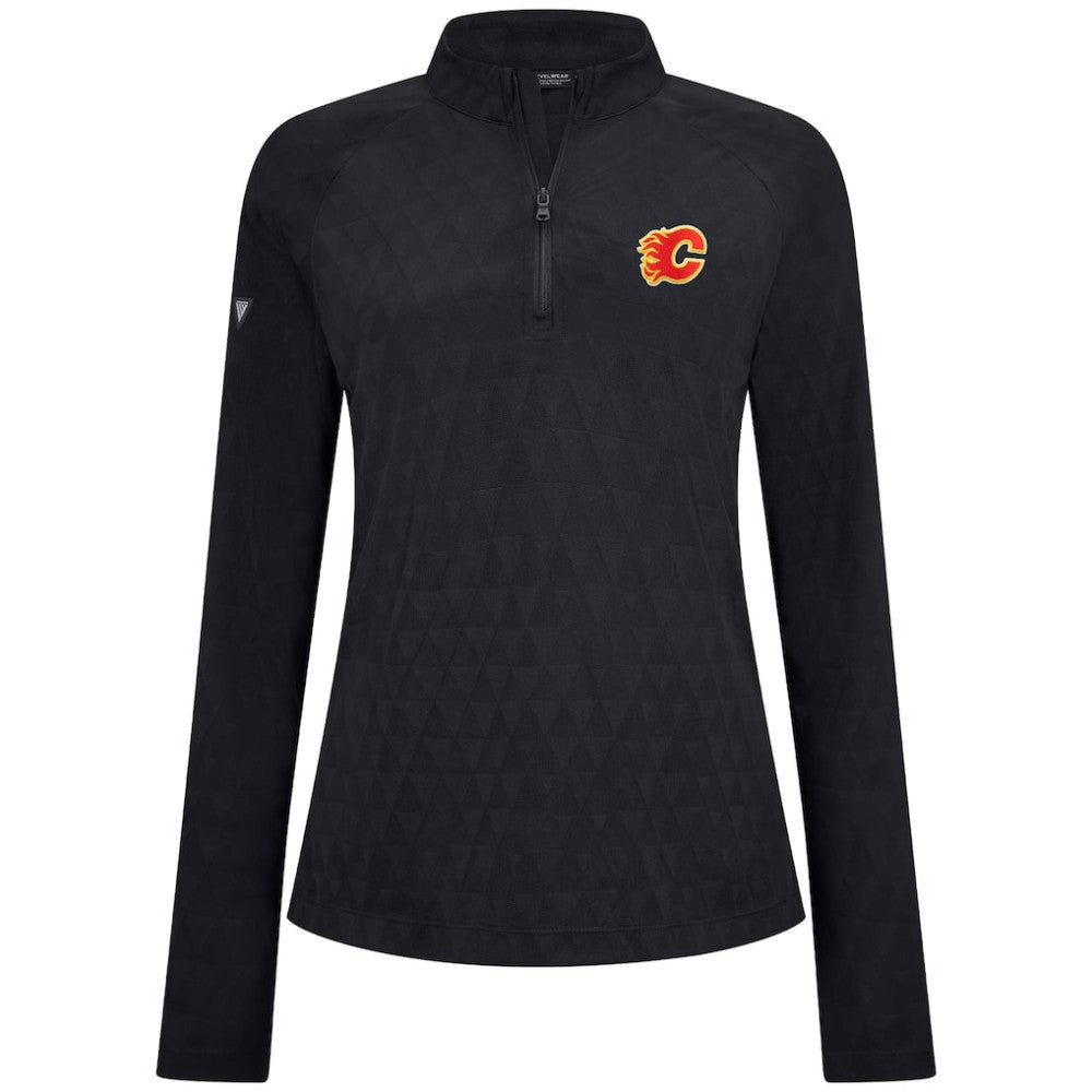 Calgary Flames Levelwear Women's Spike Raglan Quarter-Zip Top On Sale