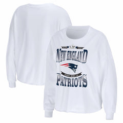 New England Patriots  WEAR by Erin Andrews Women's Super Bowl LX Cropped Long Sleeve T-Shirt