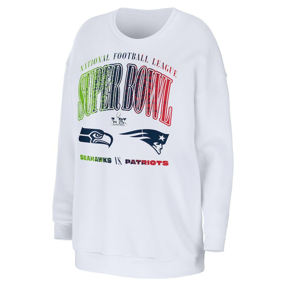 New England Patriots  vs. Seattle Seahawks WEAR by Erin Andrews Women's Super Bowl LX Matchup Sweatshirt