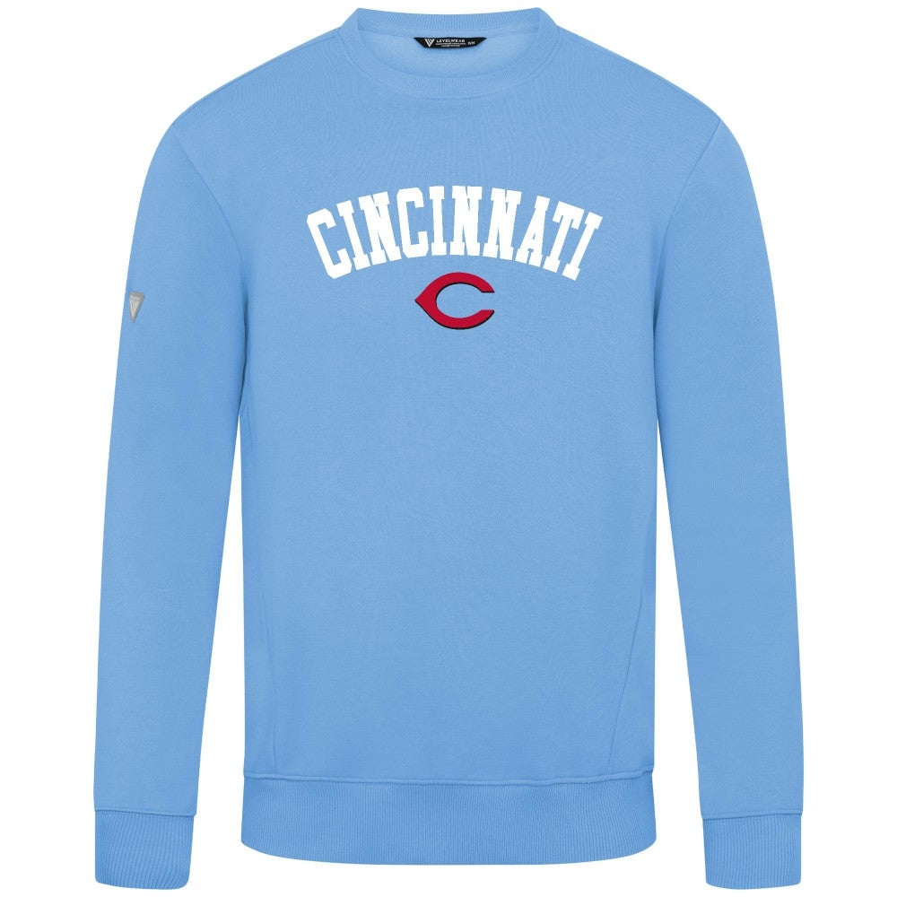 Cincinnati Reds Levelwear Zane Felt Arch Pullover Sweatshirt | MLB On Sale