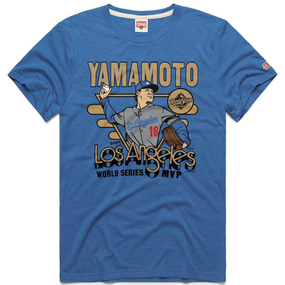 Yoshinobu Yamamoto Los Angeles Dodgers Homage Unisex 2026 Gold Collection World Series MVP Tri-Blend T-Shirt | MLB US