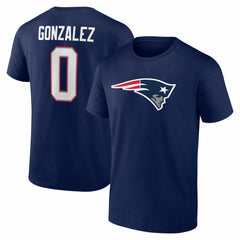 New England Patriots  Christian Gonzalez  Icon Name & Number T-Shirt