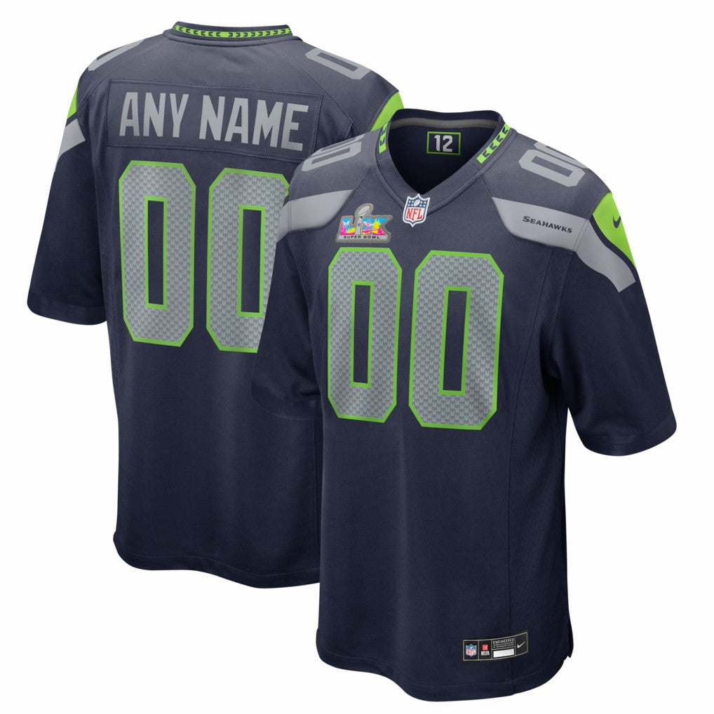 Seattle Seahawks Nike Super Bowl LX Patch Custom Game Jersey