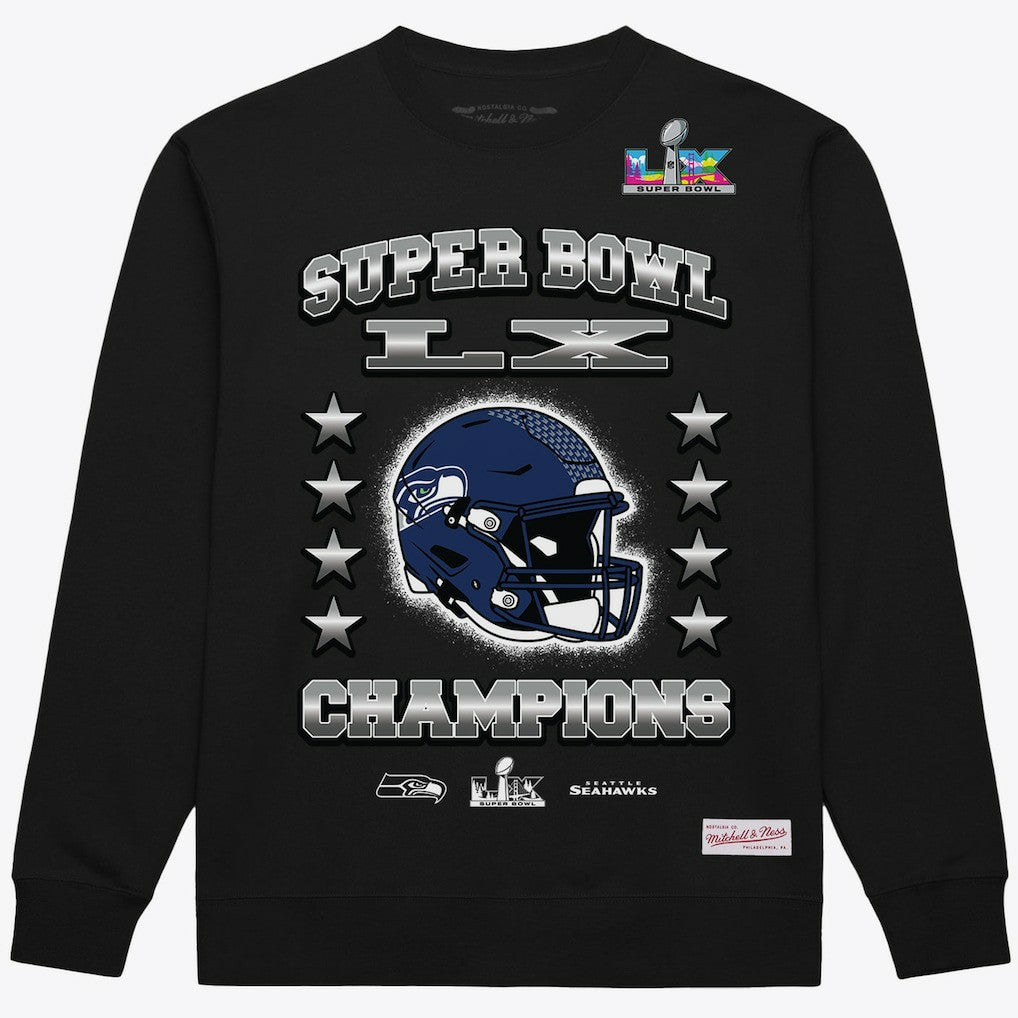 Seattle Seahawks Mitchell & Ness Super Bowl LX Champions Helmet Sweatshirt