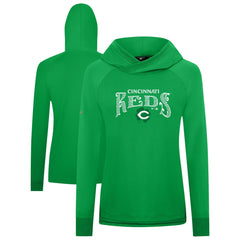 Cincinnati Reds Levelwear Women's St. Patrick's Day Slender Raglan Hoodie | MLB For sale