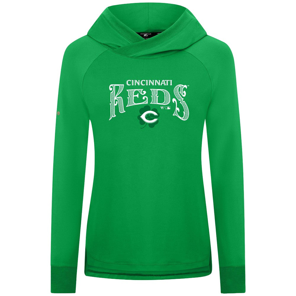 Cincinnati Reds Levelwear Women's St. Patrick's Day Slender Raglan Hoodie | MLB For sale
