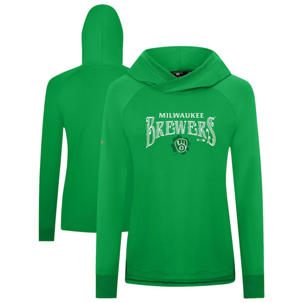 Milwaukee Brewers Levelwear Women's St. Patrick's Day Slender Raglan Hoodie | MLB Outlet