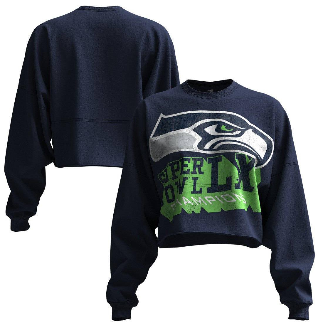 Seattle Seahawks Champion Spirit Jersey Women's Super Bowl LX s Cropped Long Sleeve T-Shirt