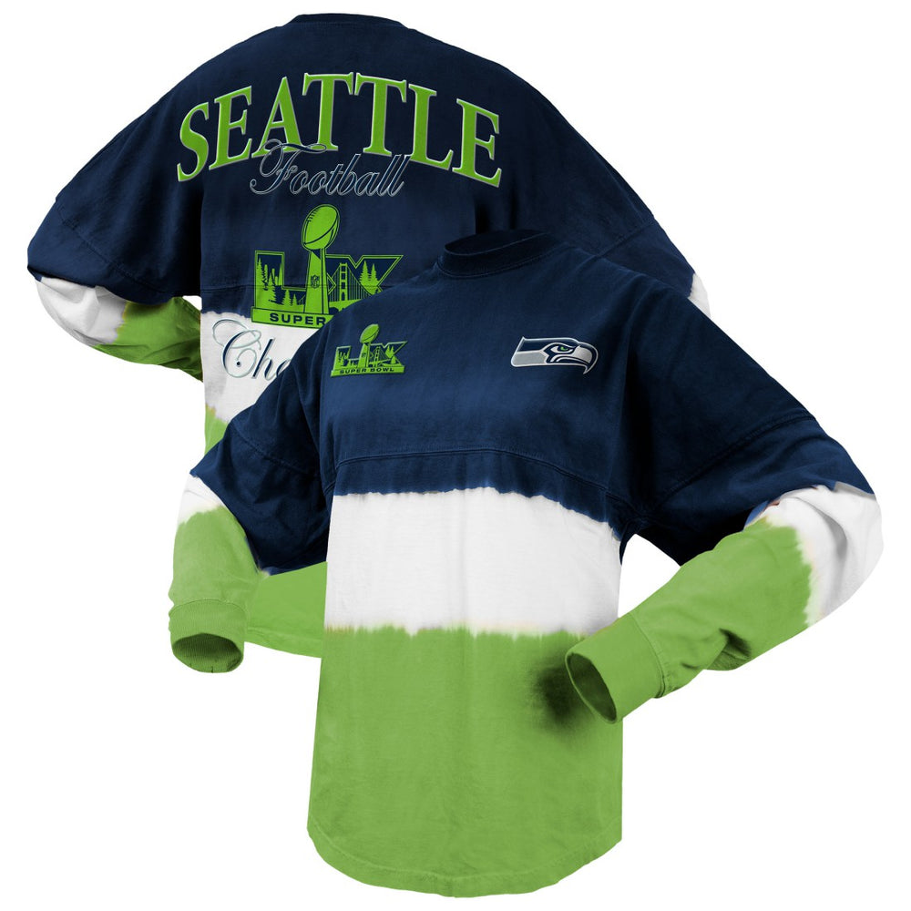 Seattle Seahawks Champion Spirit Jersey Women's Super Bowl LX s Horizontal Ombre Long Sleeve T-Shirt
