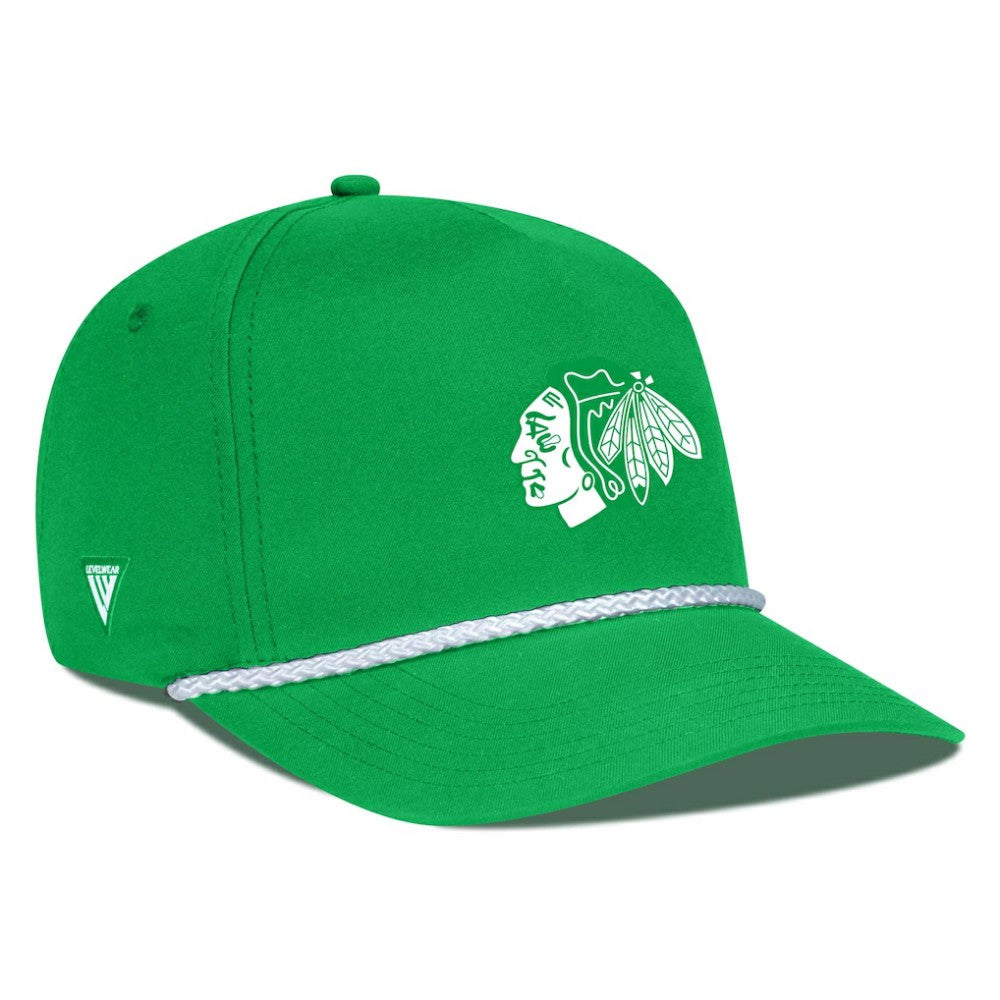Chicago Blackhawks Levelwear St. Patrick's Day Gambit Rope Adjustable Hat For Sale