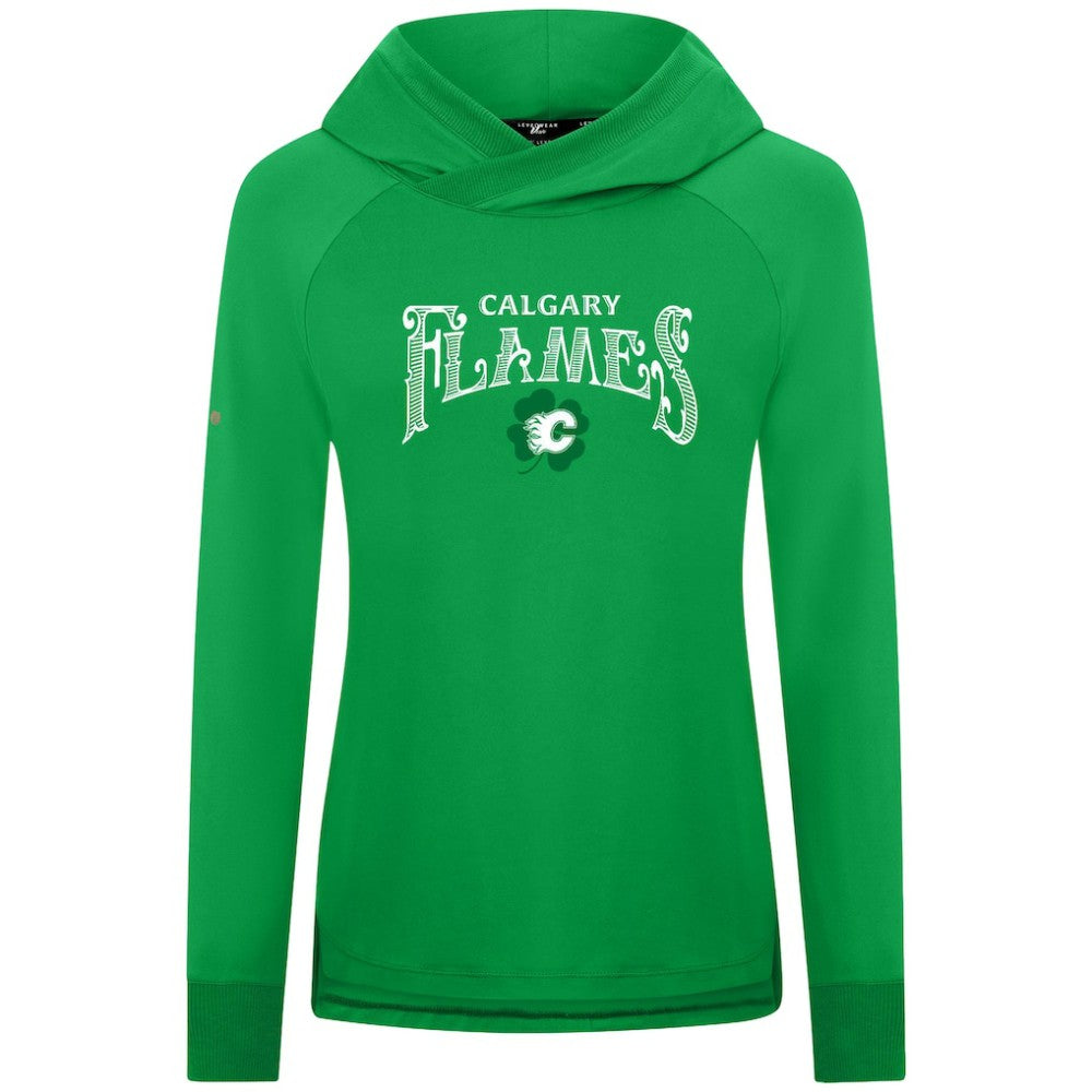 Calgary Flames Levelwear Women's St. Patrick's Day Slender Raglan Hoodie Outlet