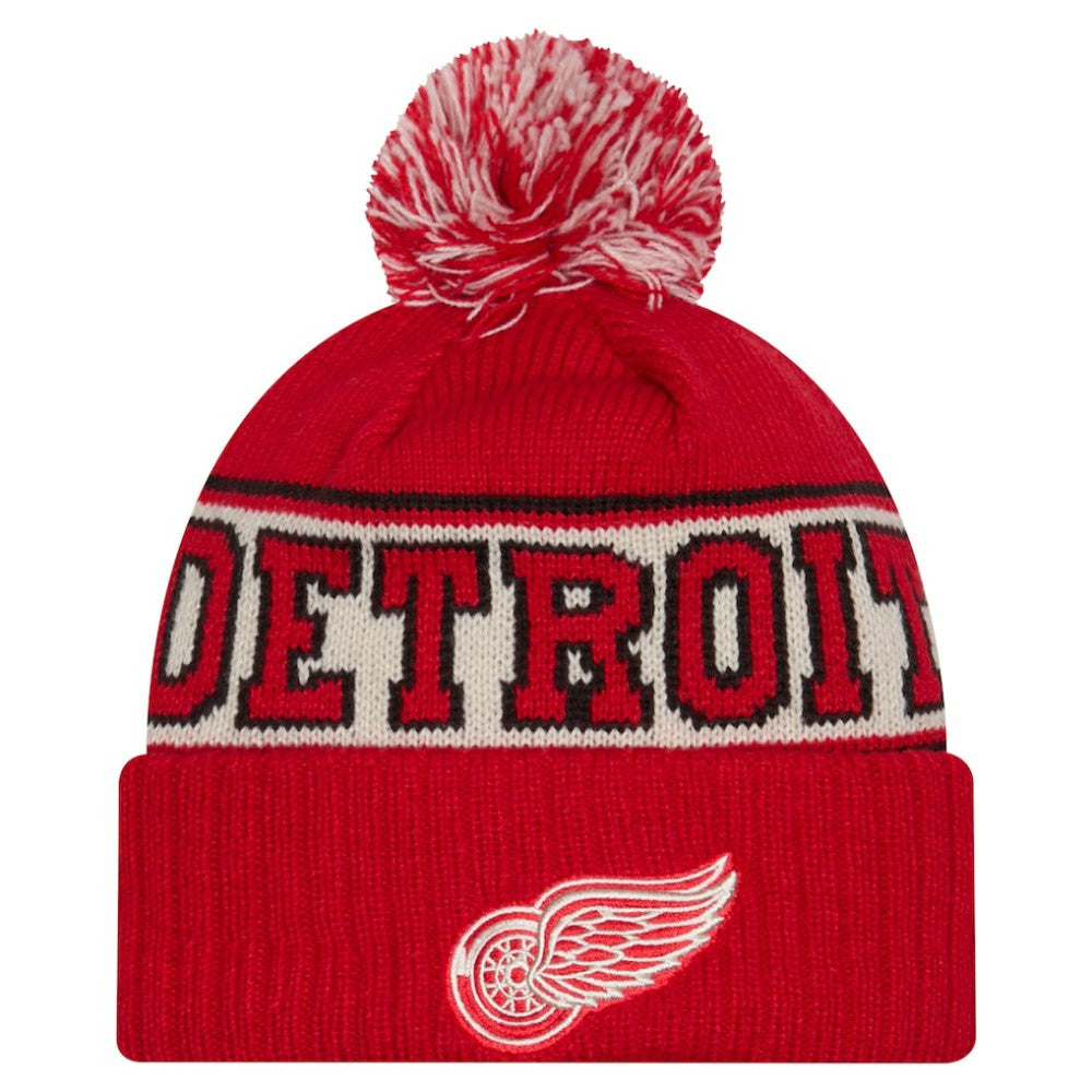 Detroit Red Wings New Era Retro Cuffed Knit Hat with Pom Discount
