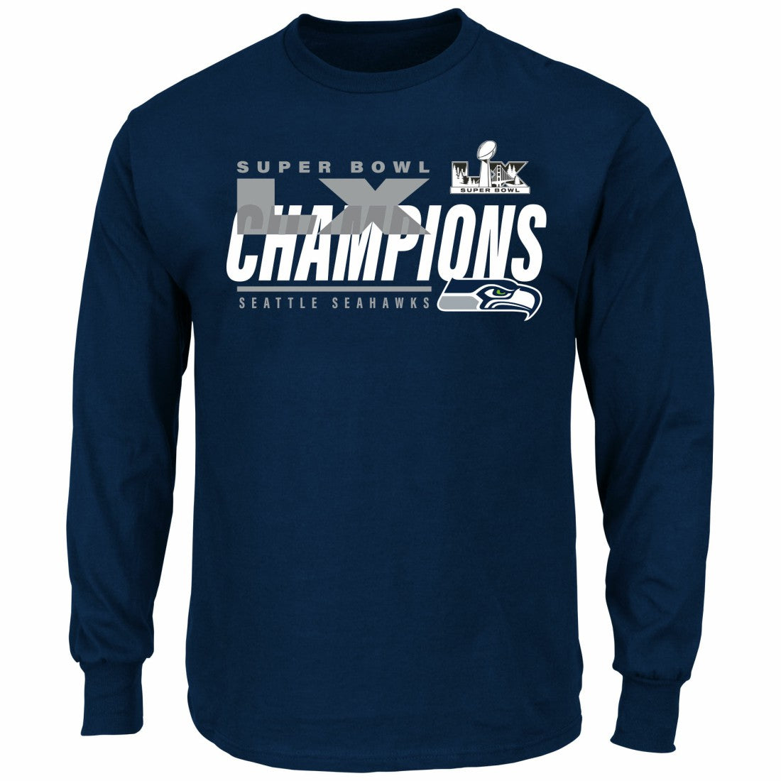 Seattle Seahawks Fanatics Super Bowl LX Champions Big & Tall Iconic Victory Long Sleeve T-Shirt