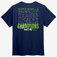 Seattle Seahawks Fanatics Super Bowl LX Champions Big & Tall Autograph Signing Roster T-Shirt