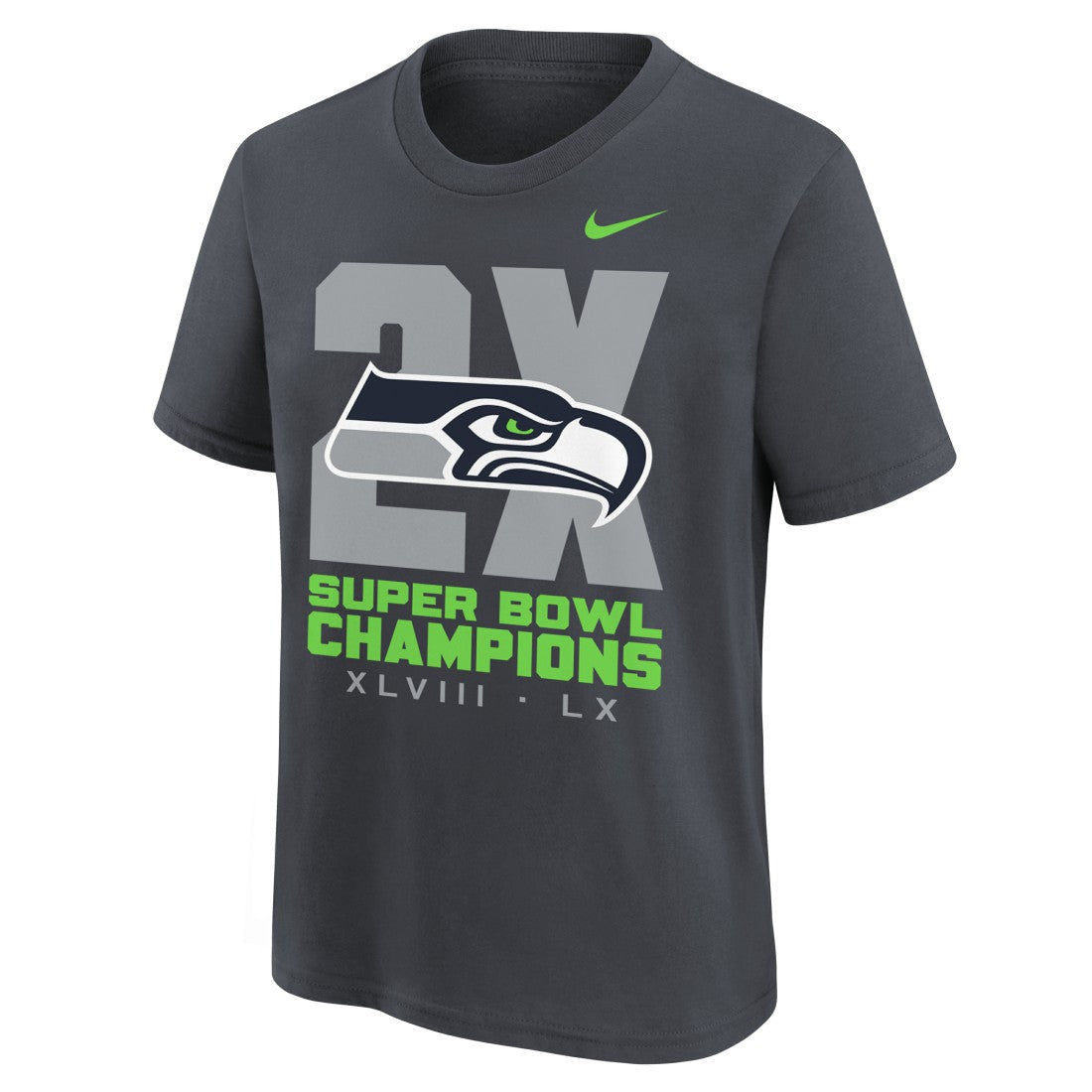 Seattle Seahawks Nike Youth Two-Time Super Bowl Champions Multi-Champs T-Shirt