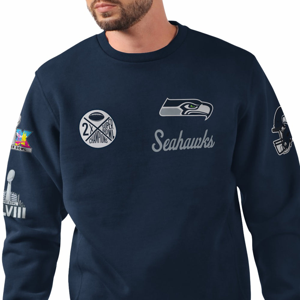 Seattle Seahawks Champion Starter Two-Time Super Bowl s Classic Fleece Sweatshirt