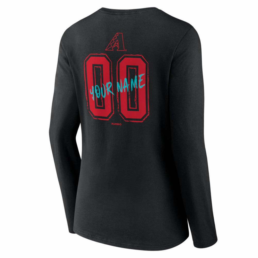 Arizona Diamondbacks Women's Hustle Personalized Name & Number Long Sleeve V-Neck T-Shirt | MLB Discount