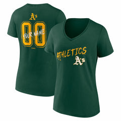 Athletics Women's Hustle Personalized Name & Number V-Neck T-Shirt | MLB Discount