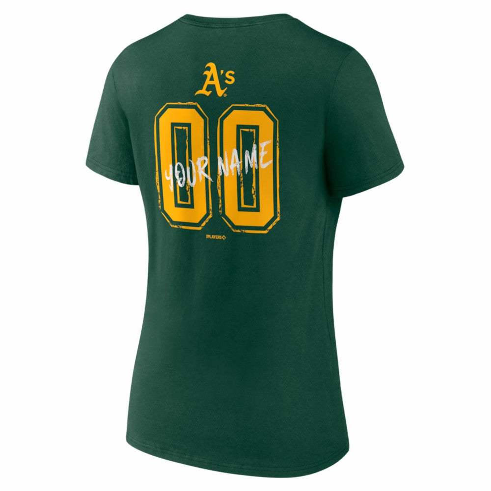 Athletics Women's Hustle Personalized Name & Number V-Neck T-Shirt | MLB Discount