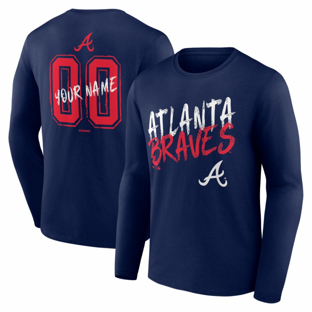 Atlanta Braves  Hustle Personalized Name & Number Long Sleeve T-Shirt | MLB Sale