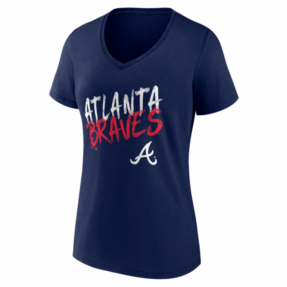 Atlanta Braves Women's Hustle Personalized Name & Number V-Neck T-Shirt | MLB On Sale