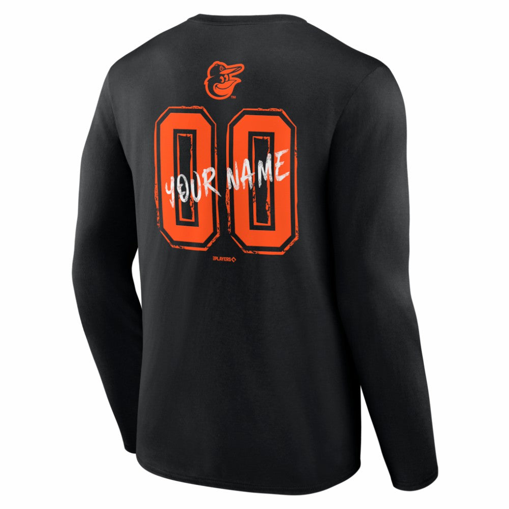 Baltimore Orioles  Hustle Personalized Name & Number Long Sleeve T-Shirt | MLB On Sale