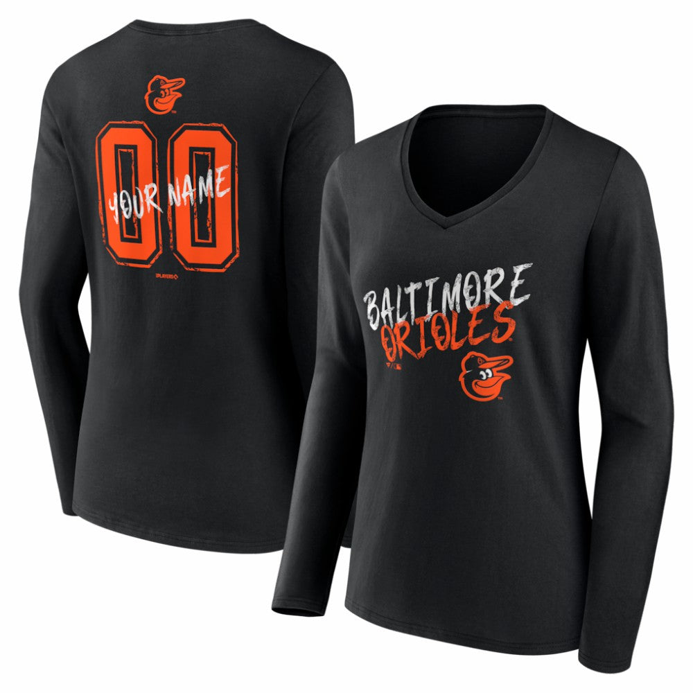 Baltimore Orioles Women's Hustle Personalized Name & Number Long Sleeve V-Neck T-Shirt | MLB For sale