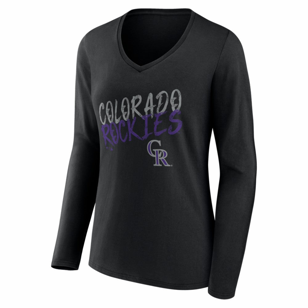 Colorado Rockies Women's Hustle Personalized Name & Number Long Sleeve V-Neck T-Shirt | MLB Shop