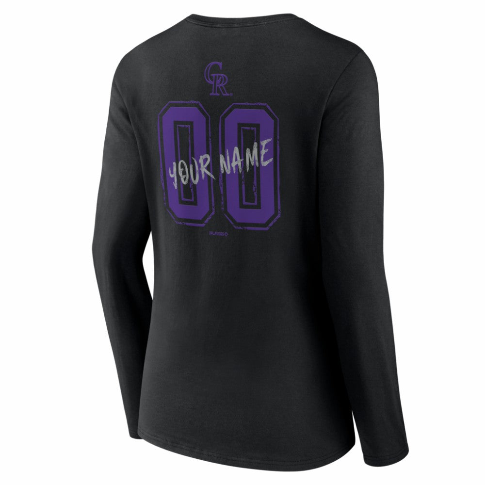 Colorado Rockies Women's Hustle Personalized Name & Number Long Sleeve V-Neck T-Shirt | MLB Shop