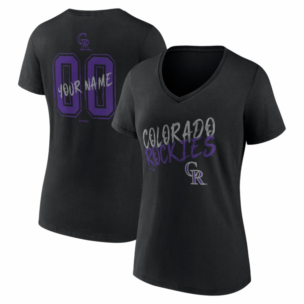 Colorado Rockies Women's Hustle Personalized Name & Number V-Neck T-Shirt | MLB On Sale