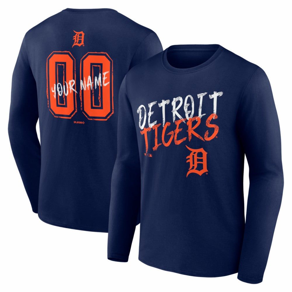 Detroit Tigers  Hustle Personalized Name & Number Long Sleeve T-Shirt | MLB Sale