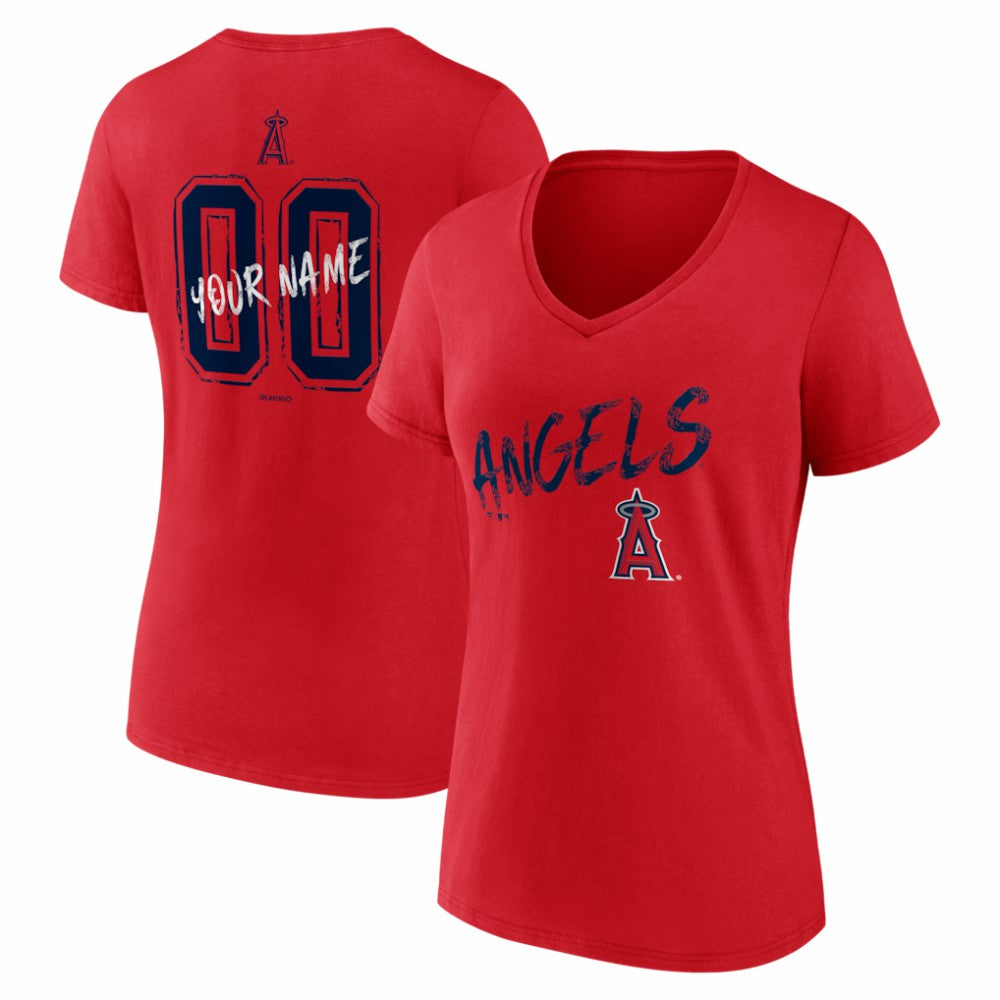 Los Angeles Angels Women's Hustle Personalized Name & Number V-Neck T-Shirt | MLB Online