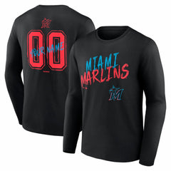 Miami Marlins  Hustle Personalized Name & Number Long Sleeve T-Shirt | MLB New