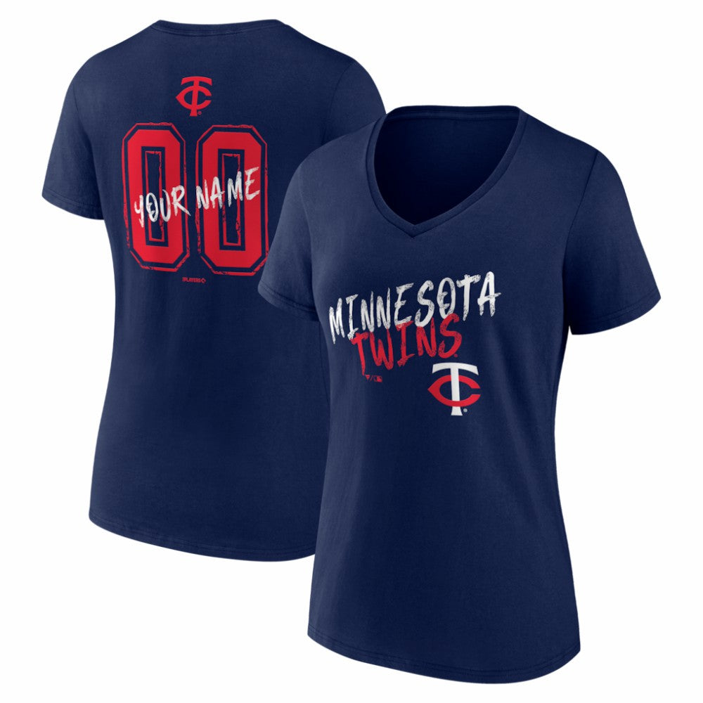 Minnesota Twins Women's Hustle Personalized Name & Number V-Neck T-Shirt | MLB Sale