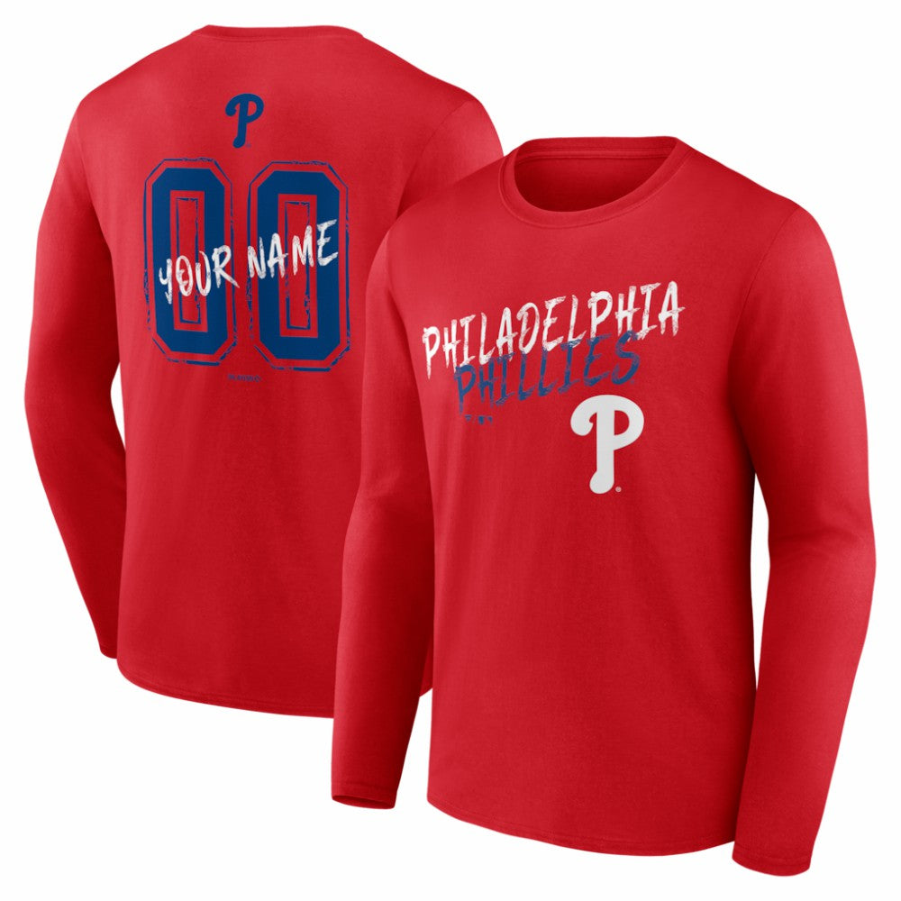 Philadelphia Phillies  Hustle Personalized Name & Number Long Sleeve T-Shirt | MLB On Sale