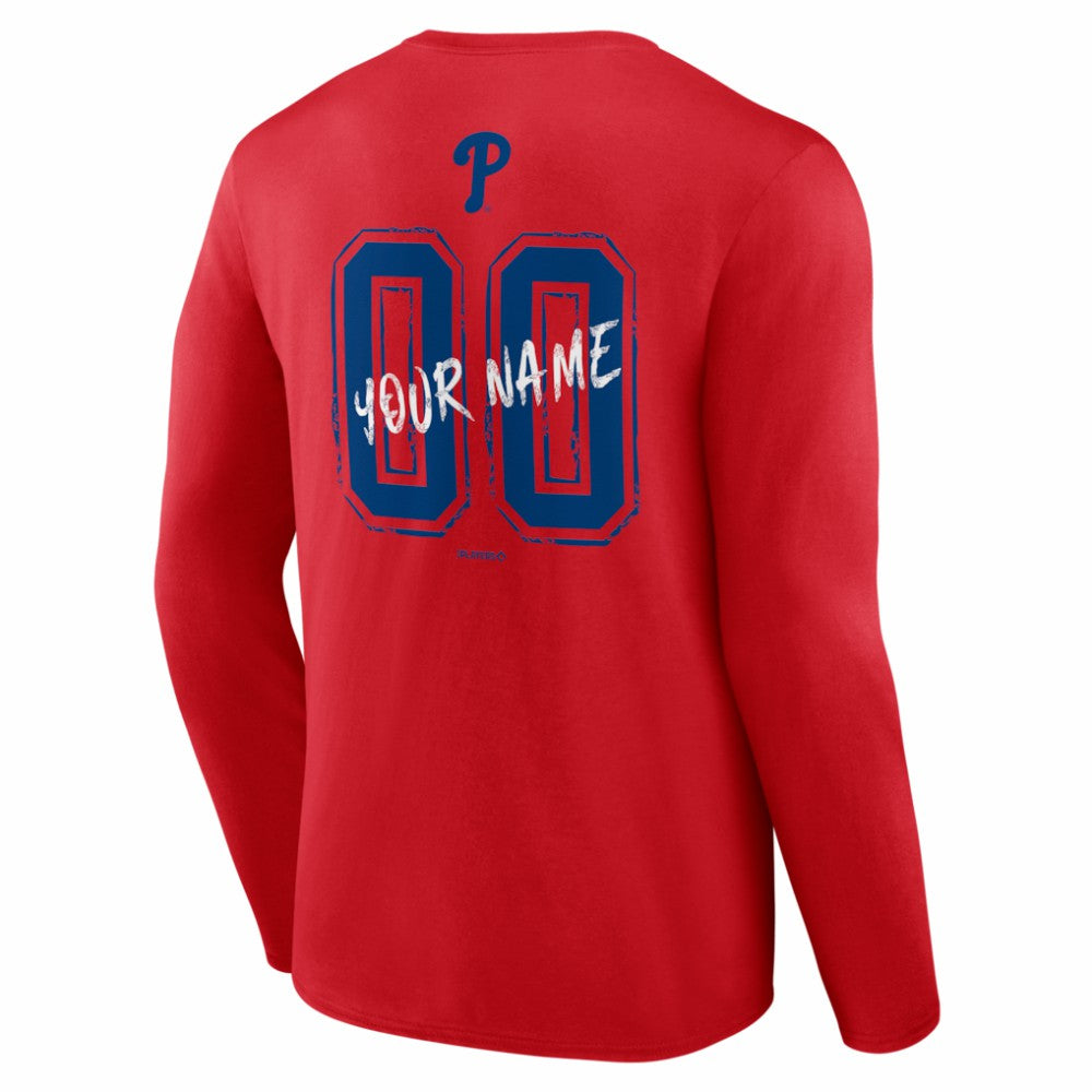 Philadelphia Phillies  Hustle Personalized Name & Number Long Sleeve T-Shirt | MLB On Sale