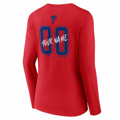 Philadelphia Phillies Women's Hustle Personalized Name & Number Long Sleeve V-Neck T-Shirt | MLB Near me