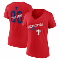 Philadelphia Phillies Women's Hustle Personalized Name & Number V-Neck T-Shirt | MLB Outlet