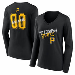 Pittsburgh Pirates Women's Hustle Personalized Name & Number Long Sleeve V-Neck T-Shirt | MLB Online