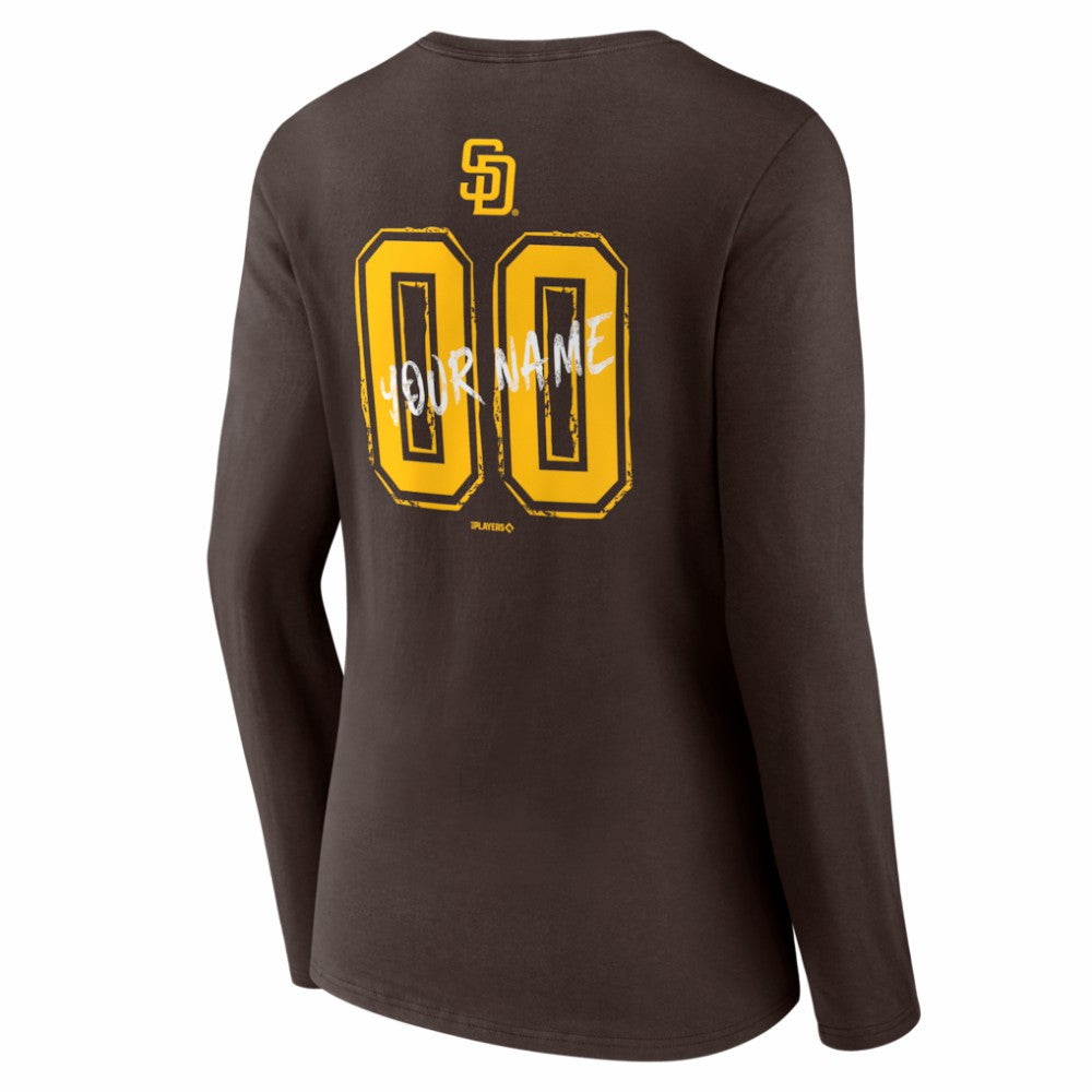 San Diego Padres Women's Hustle Personalized Name & Number Long Sleeve V-Neck T-Shirt | MLB Shop