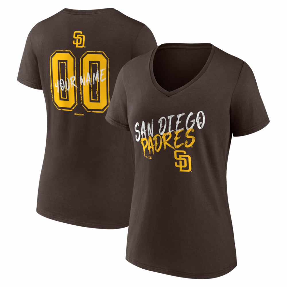 San Diego Padres Women's Hustle Personalized Name & Number V-Neck T-Shirt | MLB On Sale