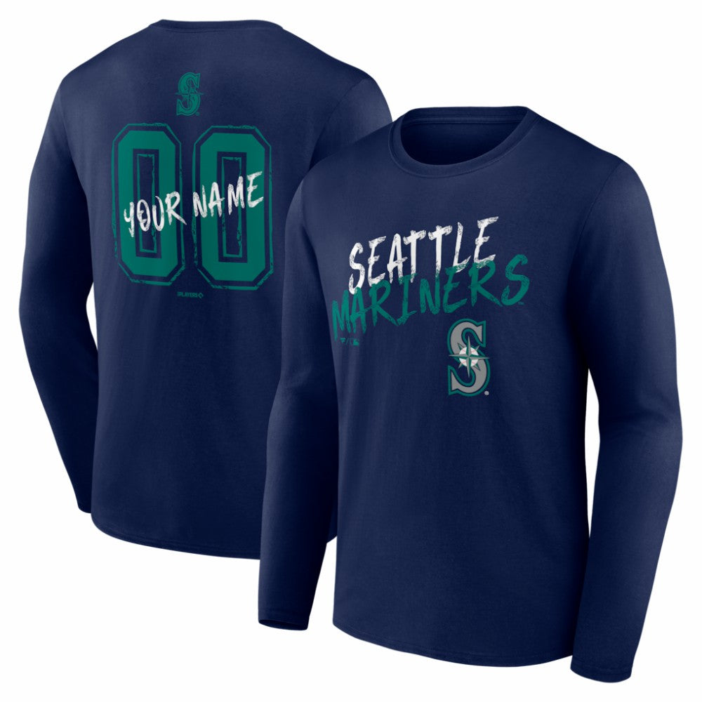 Seattle Mariners  Hustle Personalized Name & Number Long Sleeve T-Shirt | MLB Discount