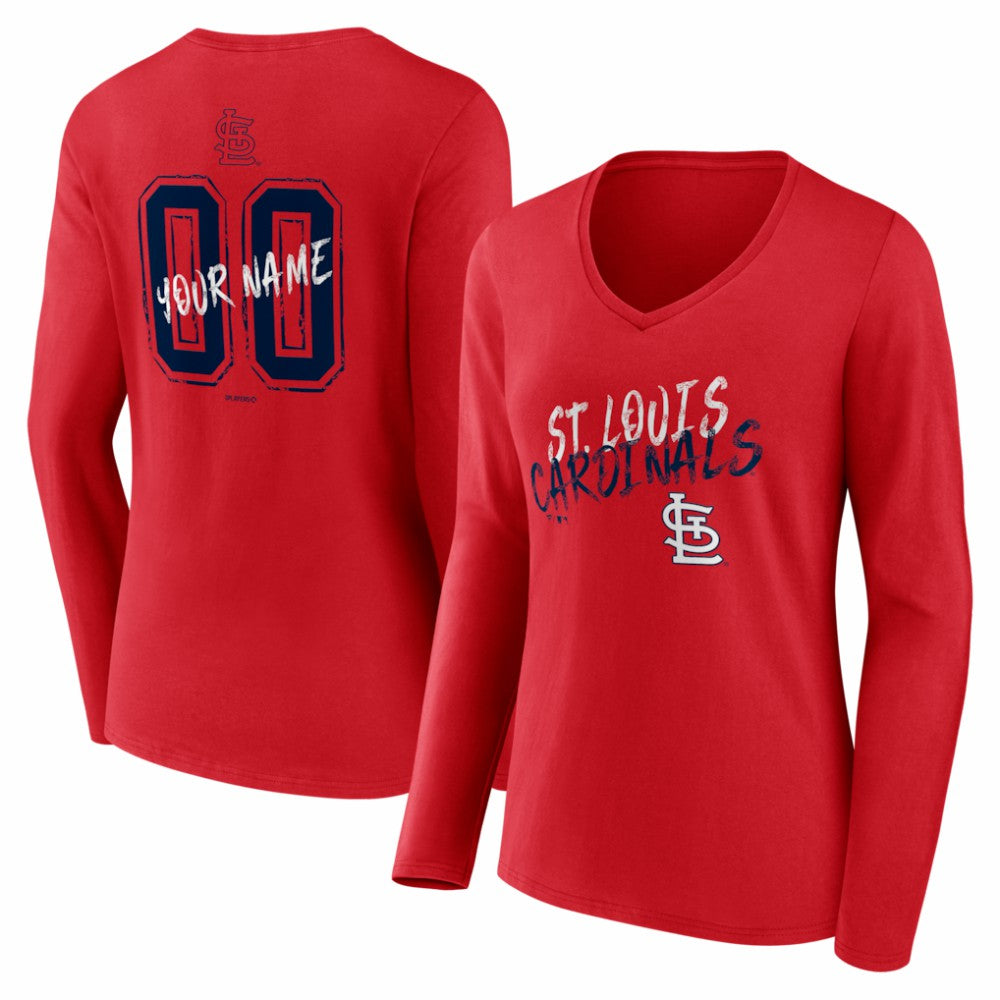 St. Louis Cardinals Women's Hustle Personalized Name & Number Long Sleeve V-Neck T-Shirt | MLB US