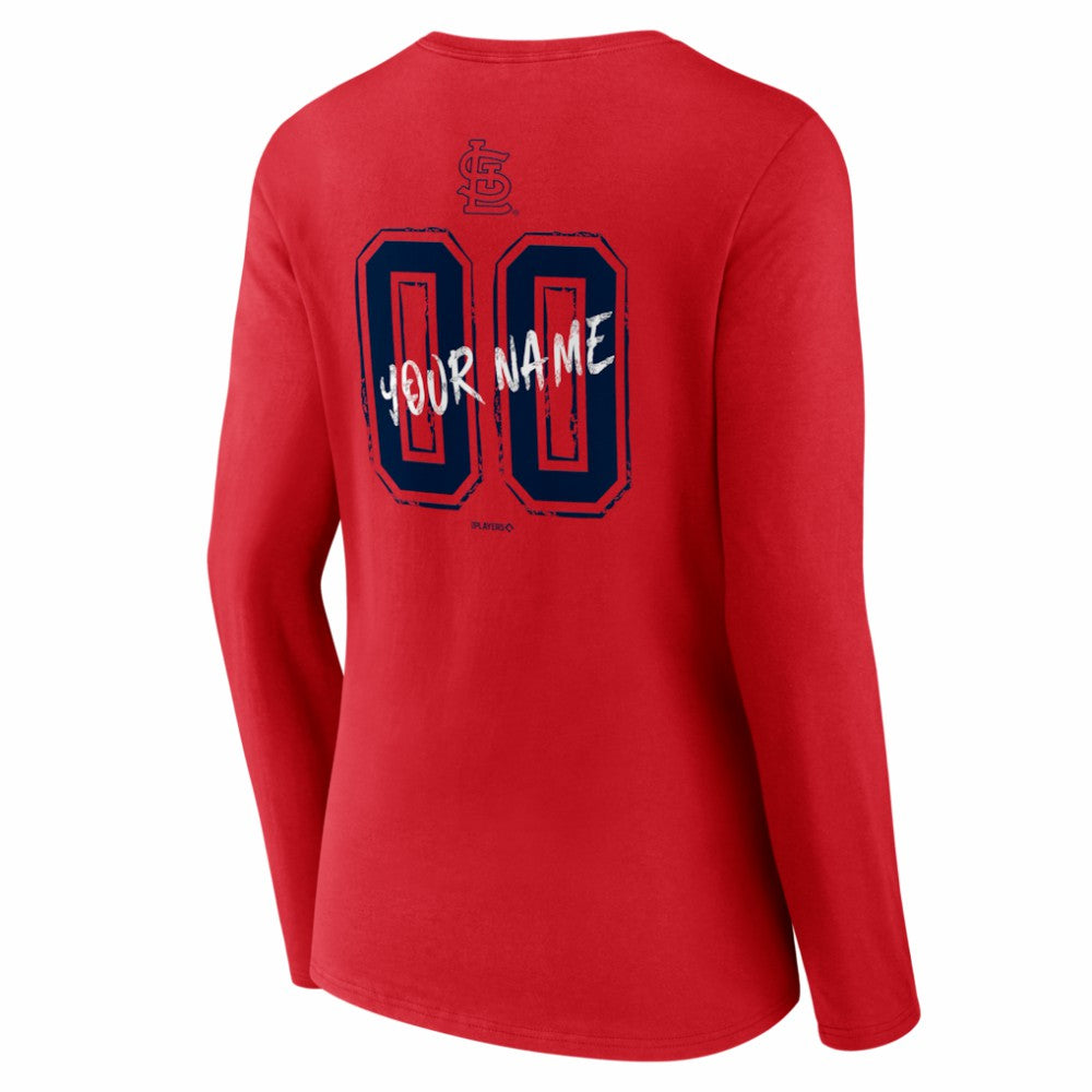 St. Louis Cardinals Women's Hustle Personalized Name & Number Long Sleeve V-Neck T-Shirt | MLB US