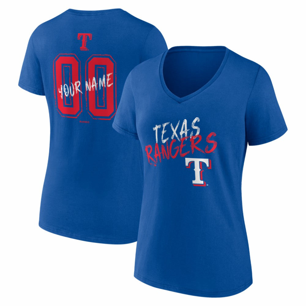 Texas Rangers Women's Hustle Personalized Name & Number V-Neck T-Shirt | MLB US