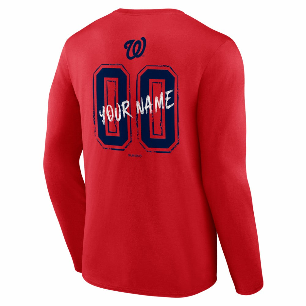 Washington Nationals  Hustle Personalized Name & Number Long Sleeve T-Shirt | MLB Discount