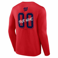 Washington Nationals  Hustle Personalized Name & Number Long Sleeve T-Shirt | MLB Discount