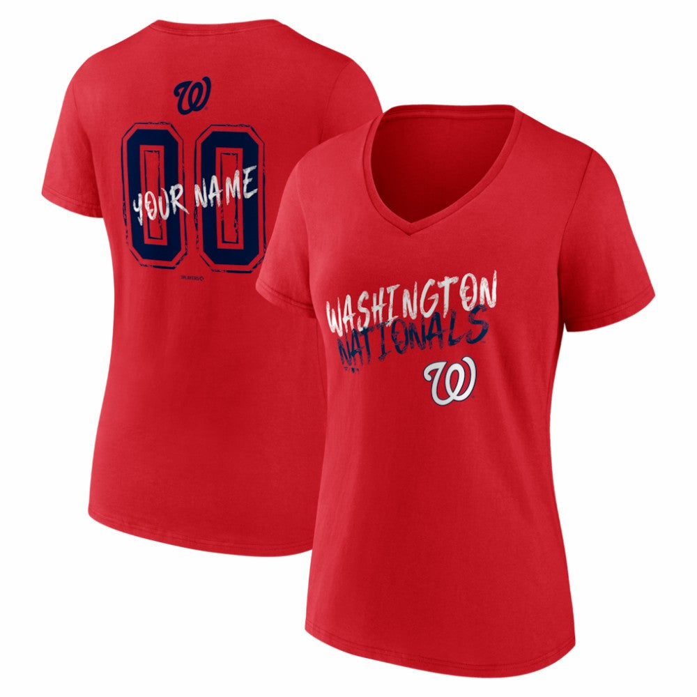 Washington Nationals Women's Hustle Personalized Name & Number V-Neck T-Shirt | MLB New