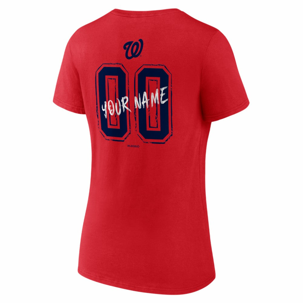 Washington Nationals Women's Hustle Personalized Name & Number V-Neck T-Shirt | MLB New