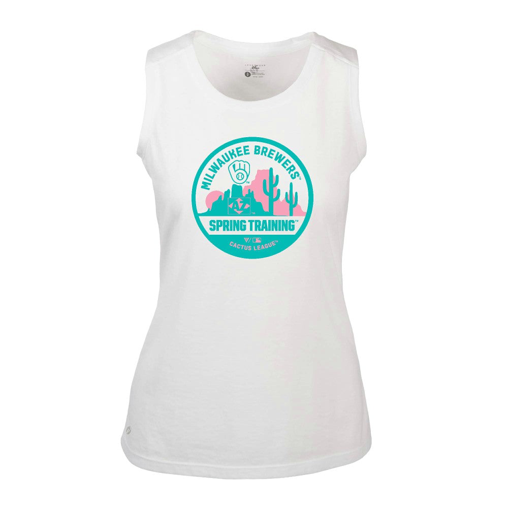 Milwaukee Brewers Levelwear Women's Macy Spring Training Badge Bold Tank Top | MLB Outlet